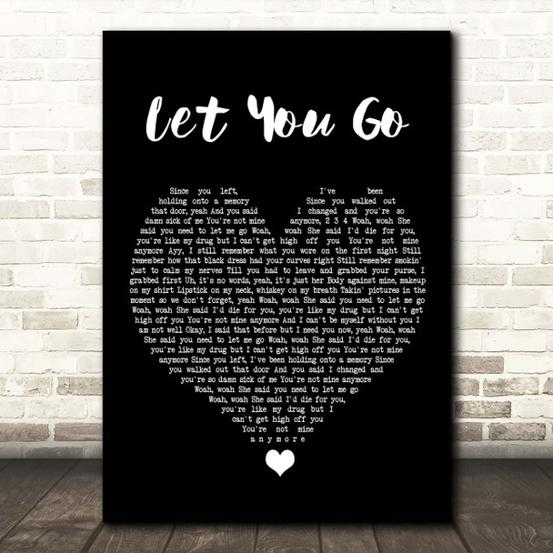 Machine Gun Kelly Let You Go Black Heart Song Lyric Print