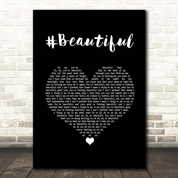 Mariah Carey feat. Miguel #Beautiful Black Heart Song Lyric Print