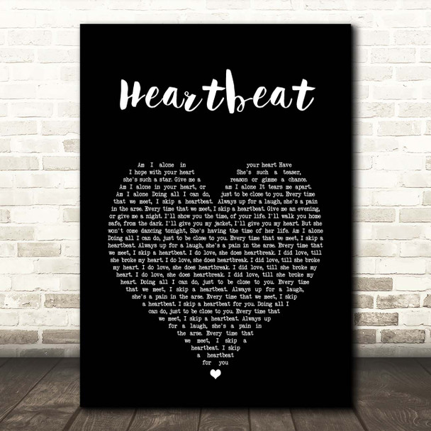 Scouting For Girls Heartbeat Black Heart Song Lyric Print