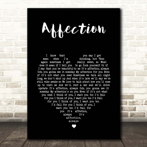 Cigarettes After Sex Affection Black Heart Song Lyric Print