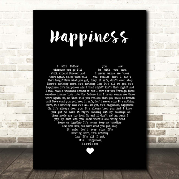 Kasabian Happiness Black Heart Song Lyric Print