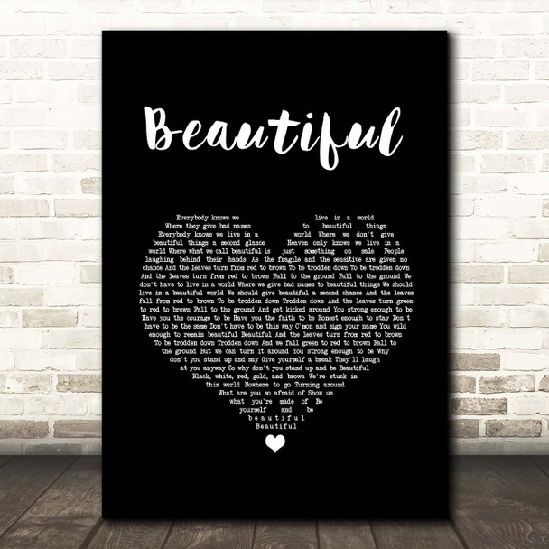 Marillion Beautiful Black Heart Song Lyric Print