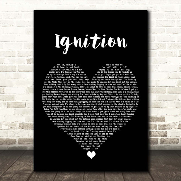 R Kelly Ignition Black Heart Song Lyric Print