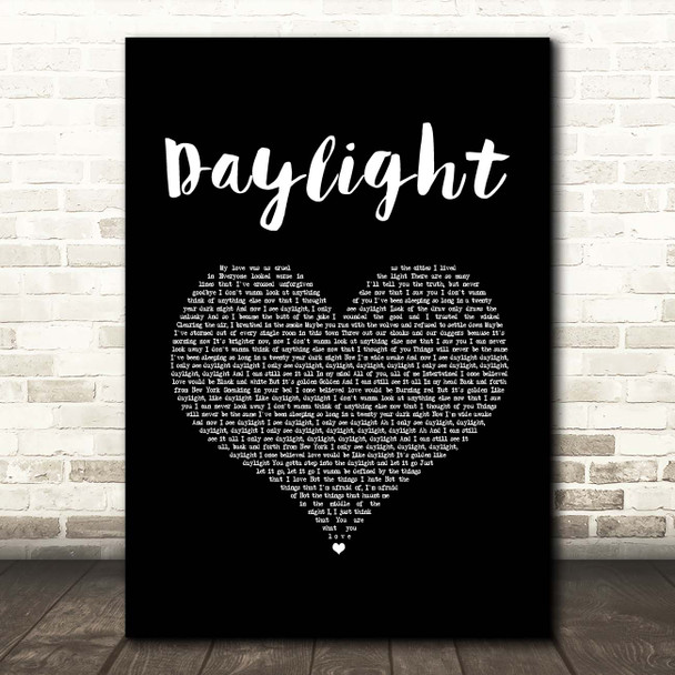 Taylor Swift Daylight Black Heart Song Lyric Print