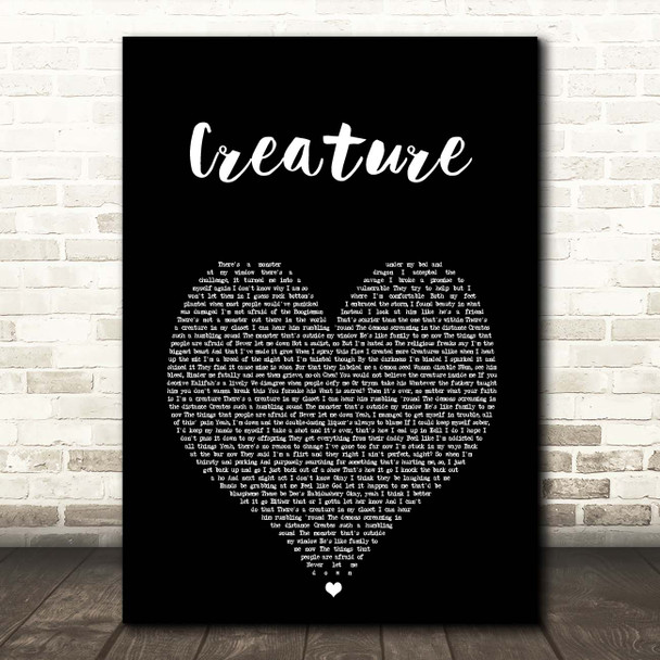 Jelly Roll Creature Black Heart Song Lyric Print