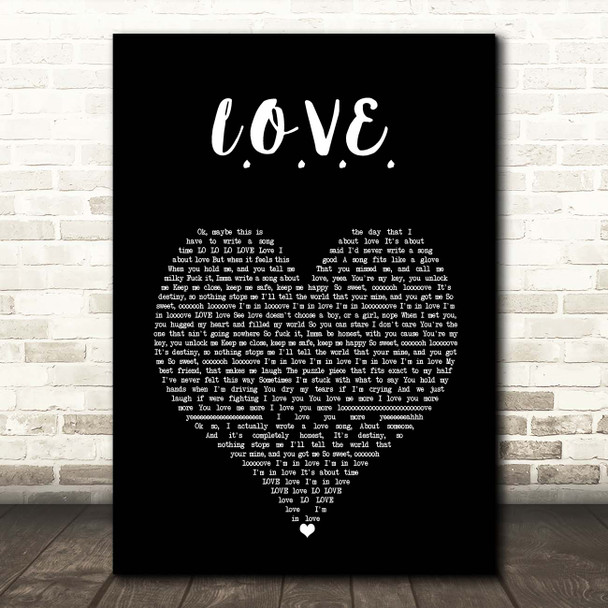 Jessie J L.O.V.E. Black Heart Song Lyric Print