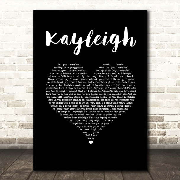 Marillion Kayleigh Black Heart Song Lyric Print