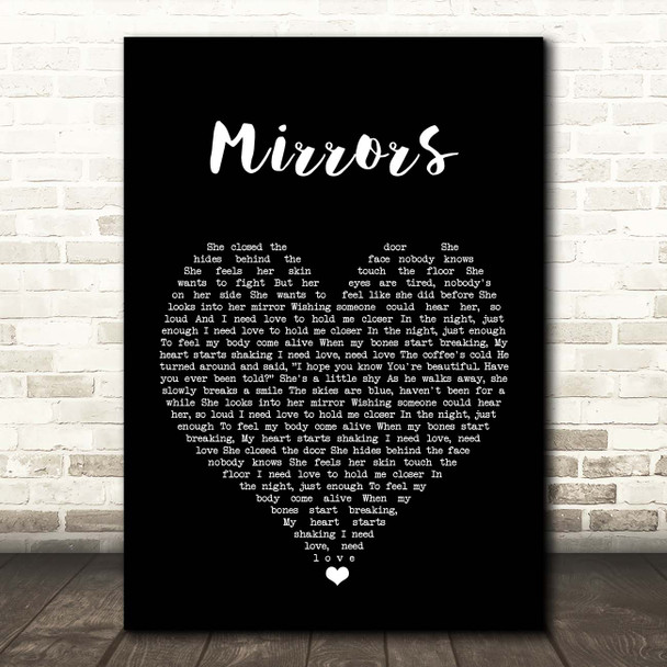 Niall Horan Mirrors Black Heart Song Lyric Print