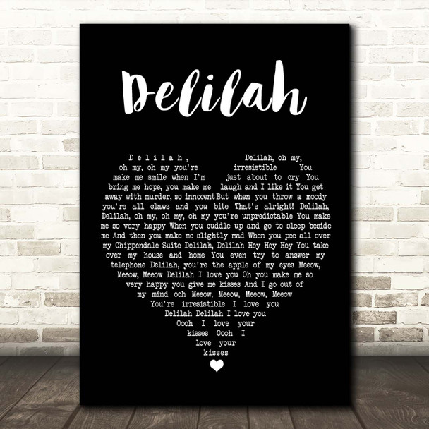 Queen Delilah Black Heart Song Lyric Print