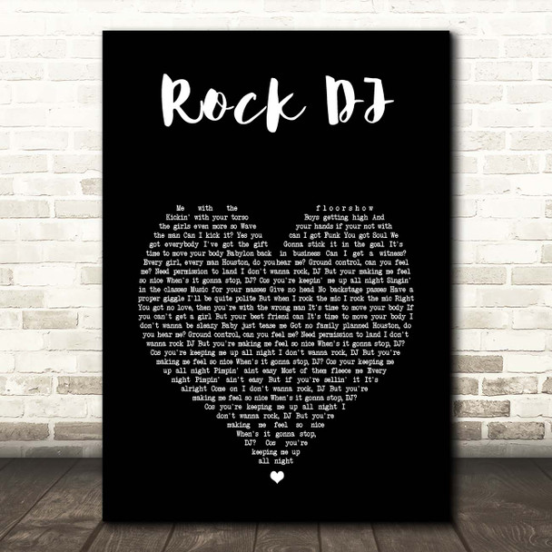 Robbie Williams Rock DJ Black Heart Song Lyric Print