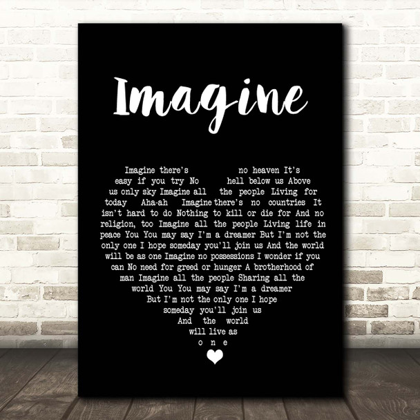 John Lennon Imagine Black Heart Song Lyric Print