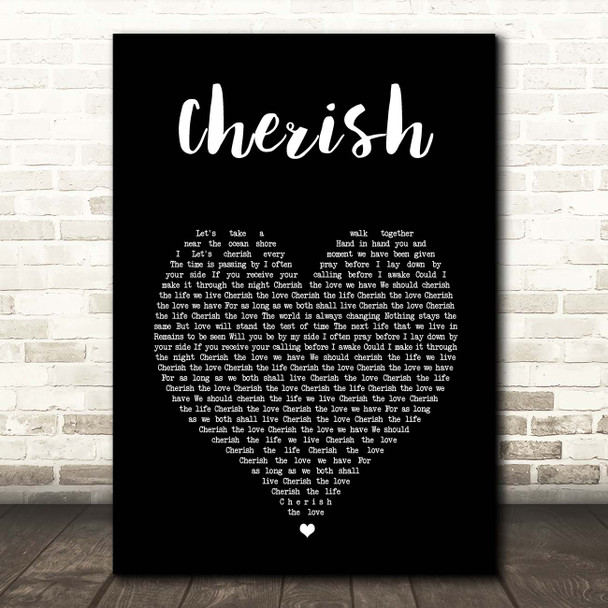 Kool & The Gang Cherish Black Heart Song Lyric Print