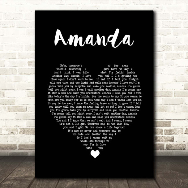 Boston Amanda Black Heart Song Lyric Print