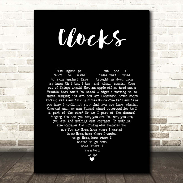 Coldplay Clocks Black Heart Song Lyric Print