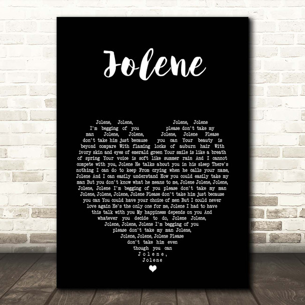 Dolly Parton Jolene Black Heart Song Lyric Print