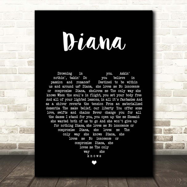 Paolo Nutini Diana Black Heart Song Lyric Print