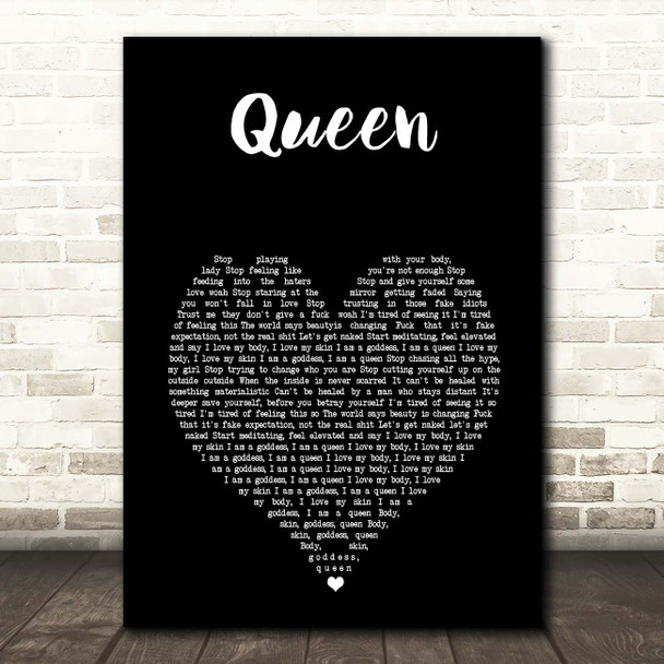 Jessie J Queen Black Heart Song Lyric Print