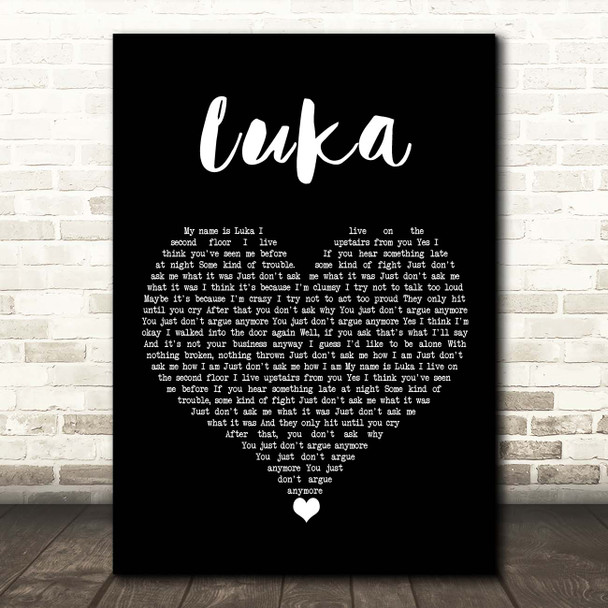 Suzanne Vega Luka Black Heart Song Lyric Print