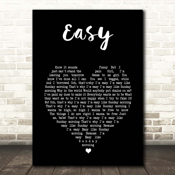 The Commodores Easy Black Heart Song Lyric Print