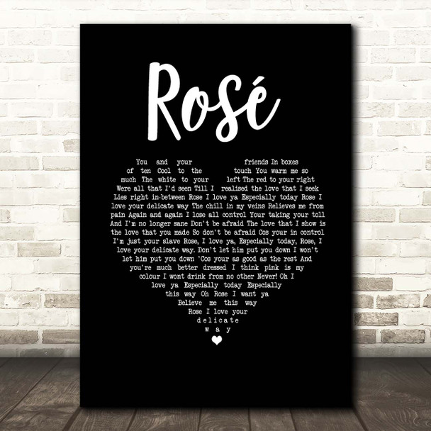 The Feeling Rosé Black Heart Song Lyric Print