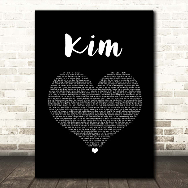 Eminem Kim Black Heart Song Lyric Print