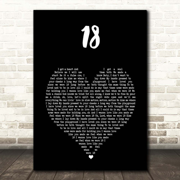 One Direction 18 Black Heart Song Lyric Print