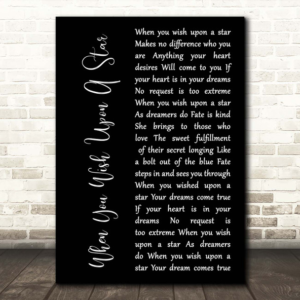 Jesse McCartney When You Wish Upon A Star Black Script Song Lyric Print