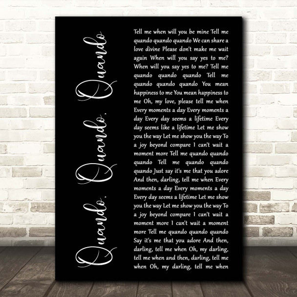 Michael Buble Quando, Quando, Quando Black Script Song Lyric Print
