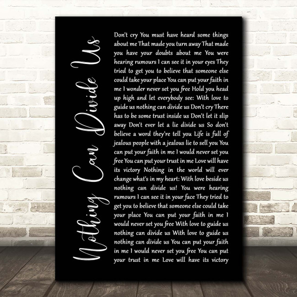 Jason Donovan Nothing Can Divide Us Black Script Song Lyric Print