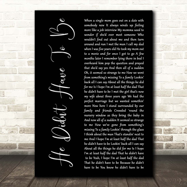 Brad Paisley He Didn't Have To Be Black Script Song Lyric Print