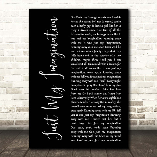 The Temptations Just My Imagination Black Script Song Lyric Print