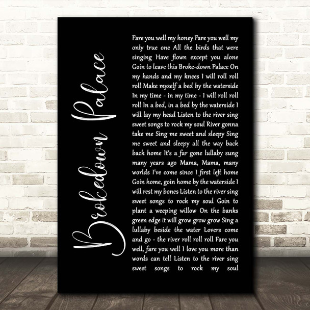 Grateful Dead Brokedown Palace Black Script Song Lyric Print