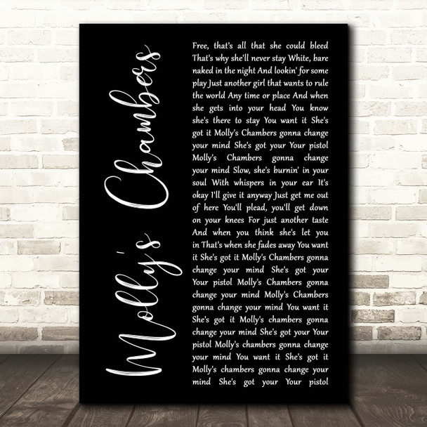 Kings Of Leon Molly's Chambers Black Script Song Lyric Print