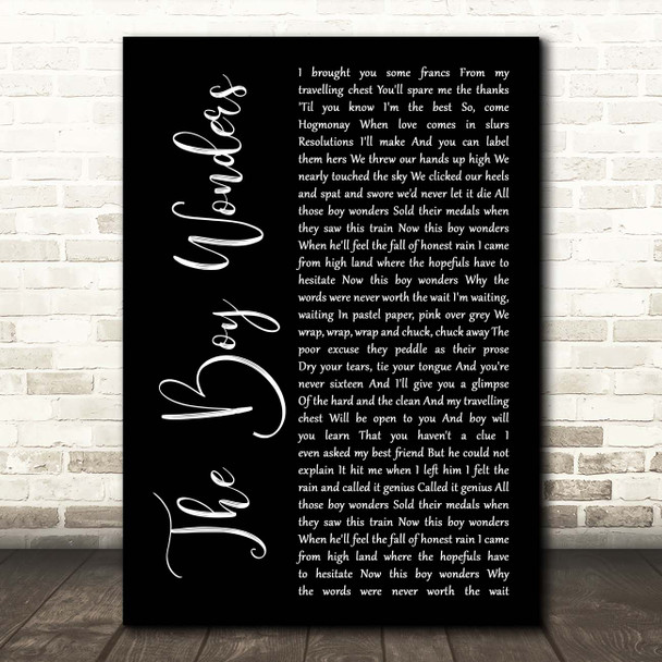 Aztec Camera The Boy Wonders Black Script Song Lyric Print