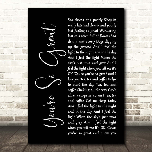 Blur You're So Great Black Script Song Lyric Print