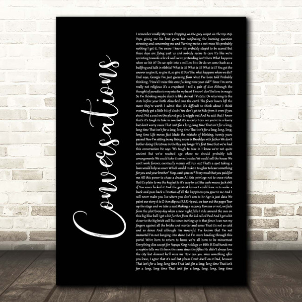 George Watsky Conversations Black Script Song Lyric Print