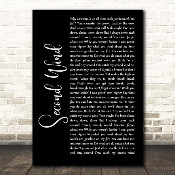 Maren Morris Second Wind Black Script Song Lyric Print