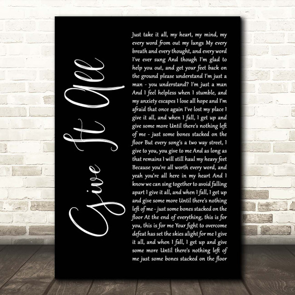 The Amity Affliction Give It All Black Script Song Lyric Print