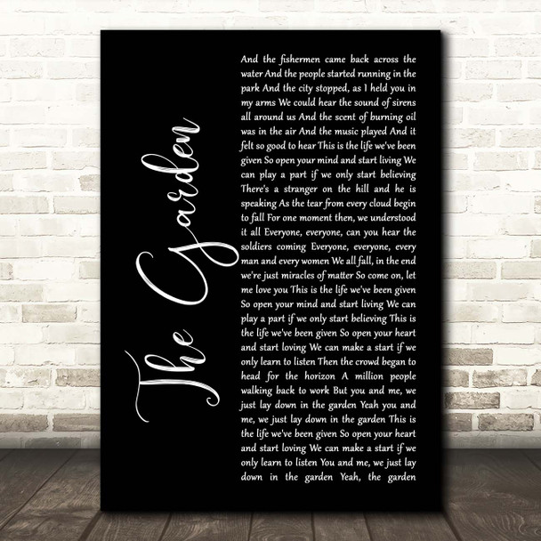 Take That The Garden Black Script Song Lyric Print