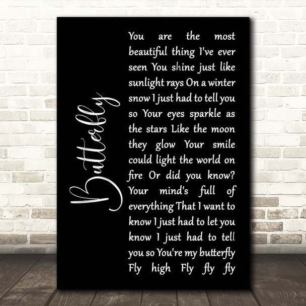 Lenny Kravitz Butterfly Black Script Song Lyric Print