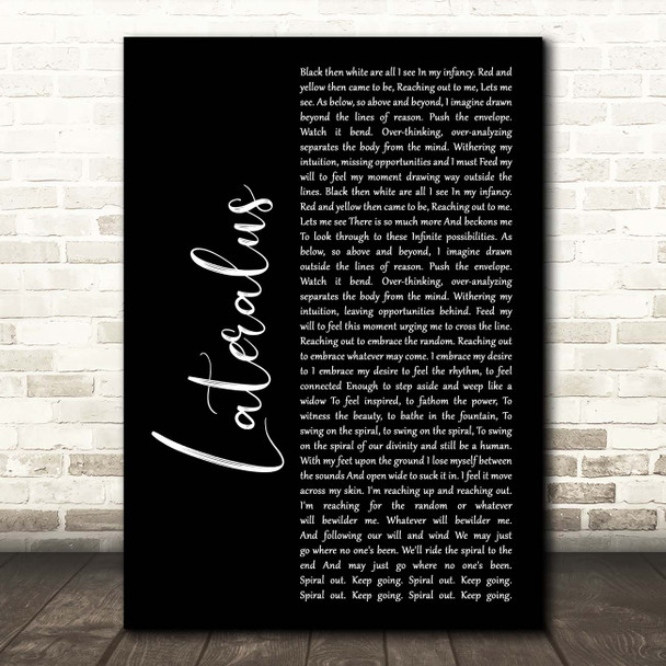 Tool Lateralus Black Script Song Lyric Print