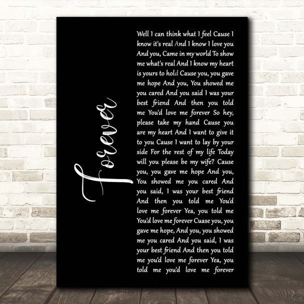 Bart Crow Band Forever Black Script Song Lyric Print