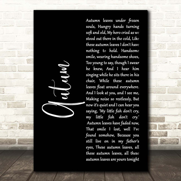 Paolo Nutini Autum Black Script Song Lyric Print