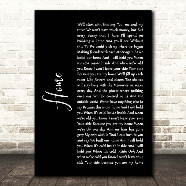 James Gillespie Home Black Script Song Lyric Print