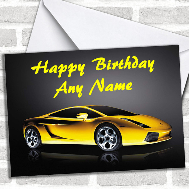 Yellow Lamborghini Gallardo Personalized Birthday Card