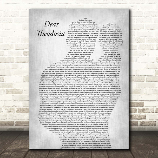 Lin-Manuel Miranda & Leslie Odom Jr. Dear Theodosia Father & Baby Grey Song Lyric Print