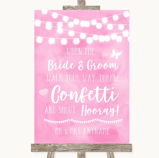 Baby Pink Watercolour Lights Confetti Personalized Wedding Sign