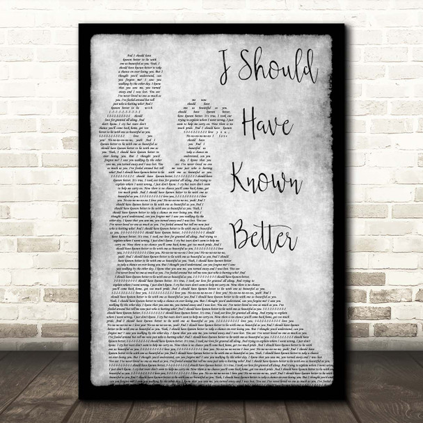 Jim Diamond I Should Have Known Better Grey Man Lady Dancing Song Lyric Print