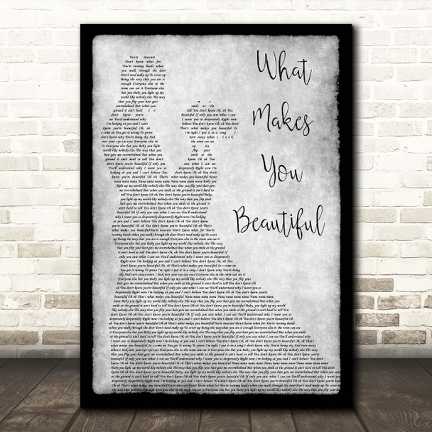 One Direction What Makes You Beautiful Grey Man Lady Dancing Song Lyric Print