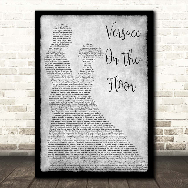 Bruno Mars Versace On The Floor Grey Man Lady Dancing Song Lyric Print